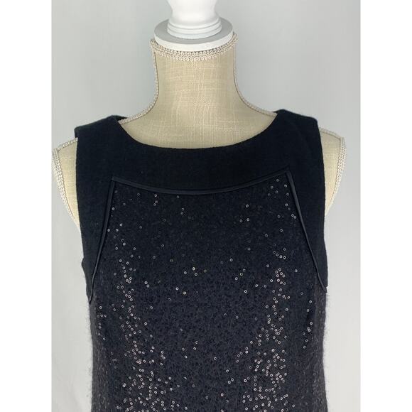 Loft Sequin Shift Dress Womens Size 6 Wool Blend Grey Black Sleeveless - Picture 7 of 9